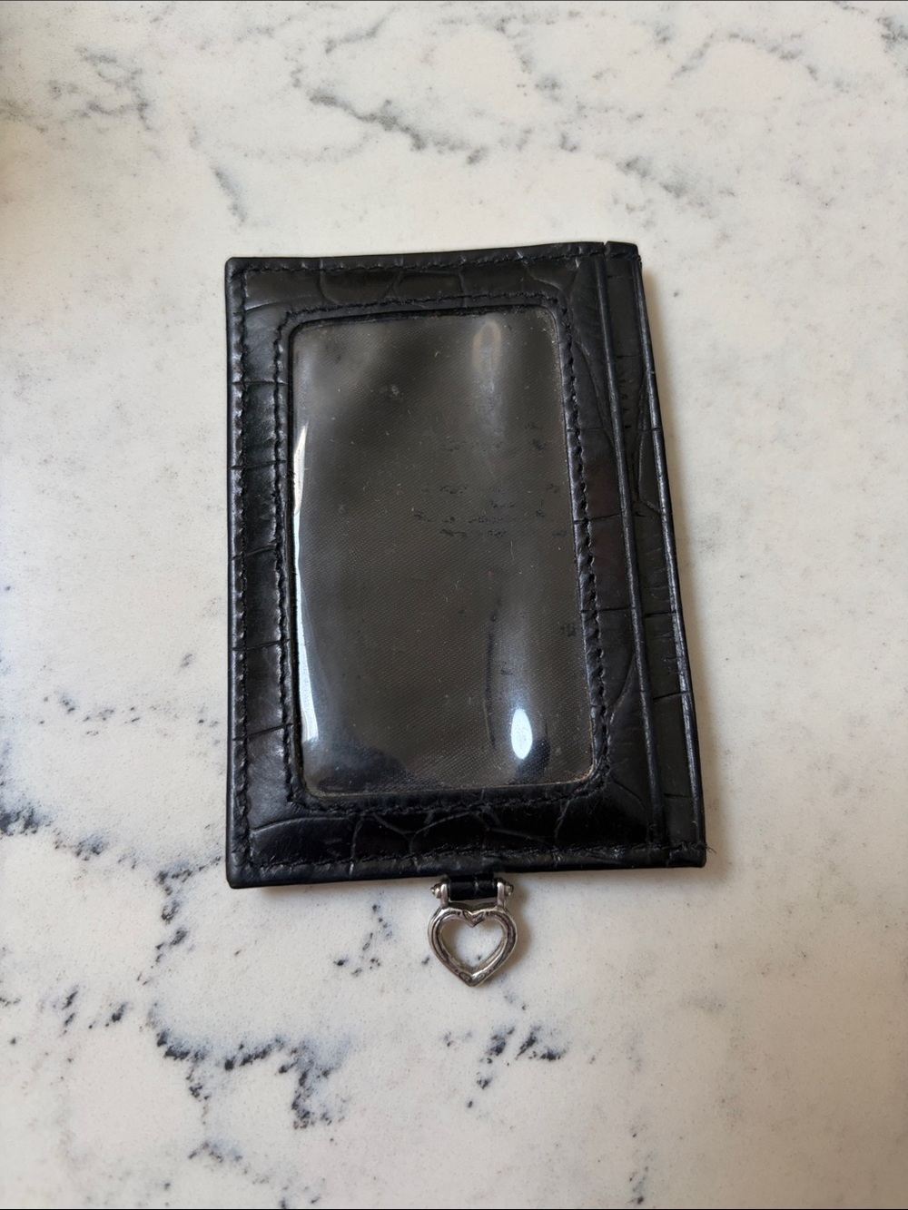 Brighton Black Card ID Holder with Heart Charm